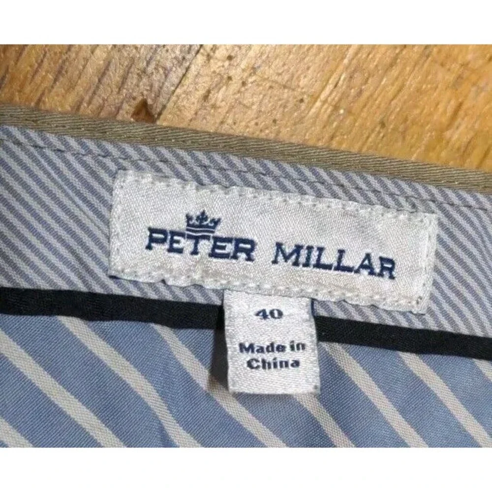 Peter Millar Men's 40 x 29 Ultimate Sateen Khaki Zip Pocket Golf Pants Crown EUC